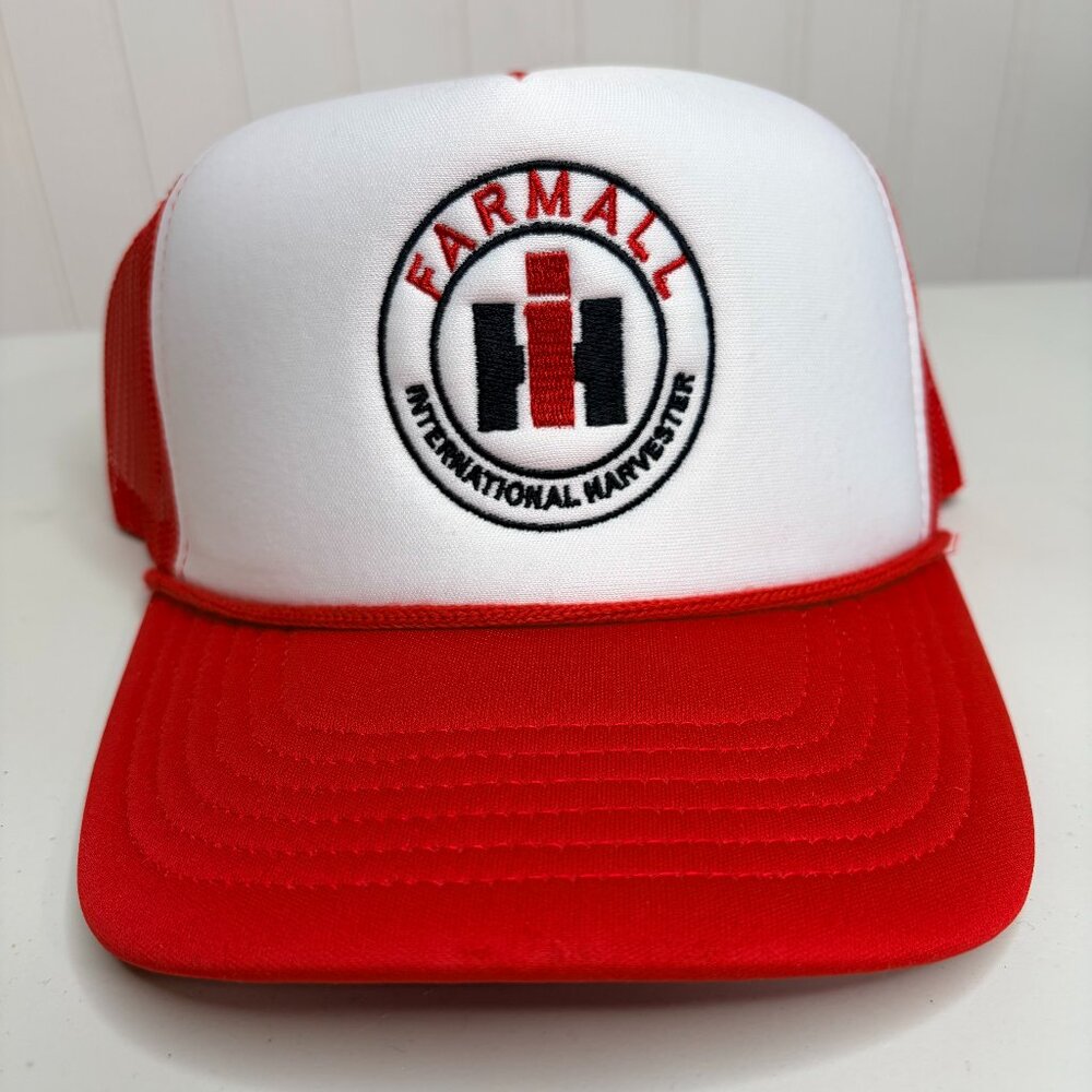 International Harvester Hat Embroidered IH Farmall Rope Foam Trucker Snapback